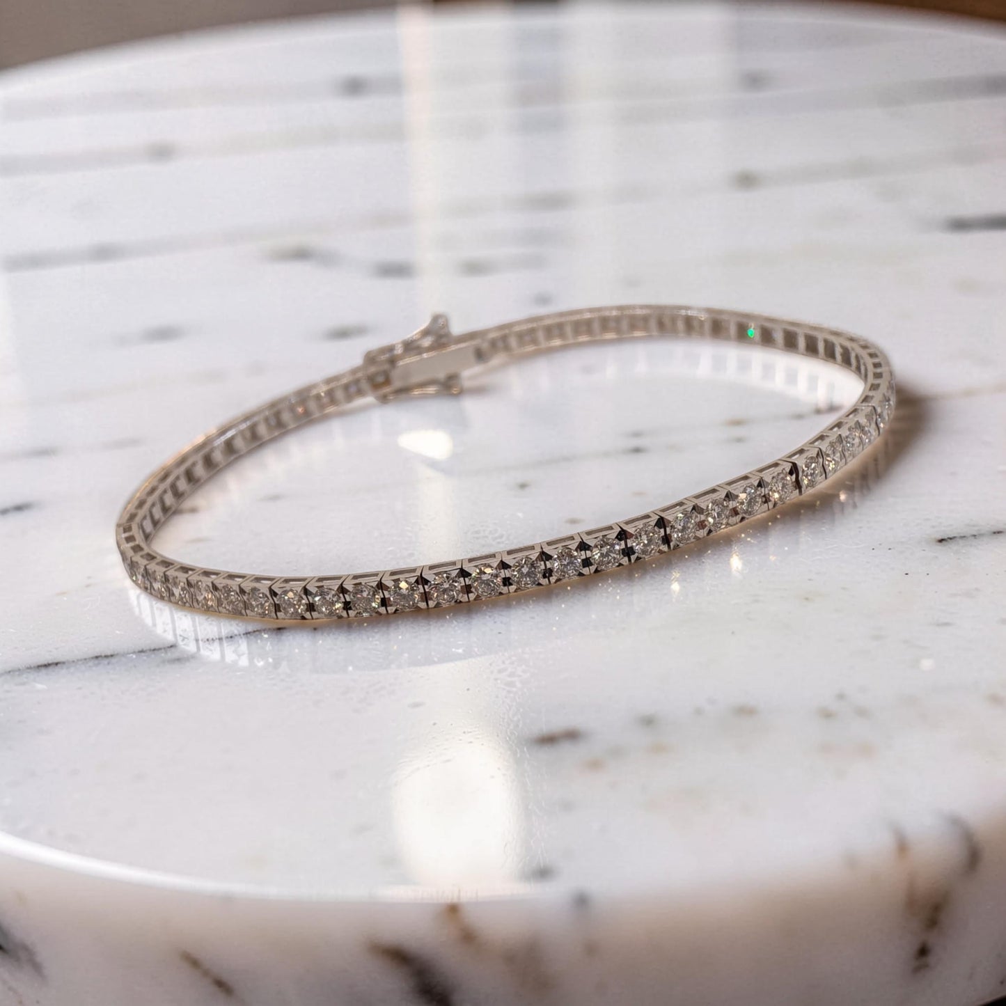bracciale tennis meteore gioielli in oro bianco 18 kt con diamanti naturali 2,08 ct g/vs montatura filo quadro diamantato