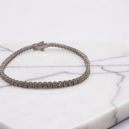 Bracciale Tennis Meteore Gioielli in Oro Bianco 18 Kt  con diamanti naturali 3,68 Ct G VS incastonati a vista in castoni tondi