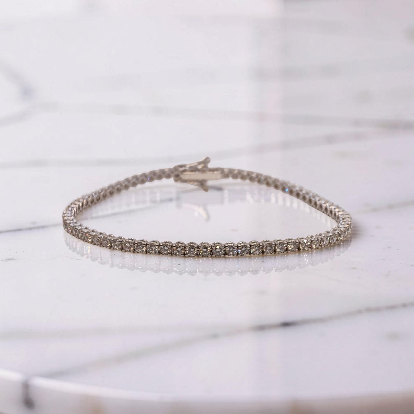 bracciale tennis meteore gioielli in oro bianco 18 kt con diamanti naturali 2,79 ct qualità g/vs incastonati a vista