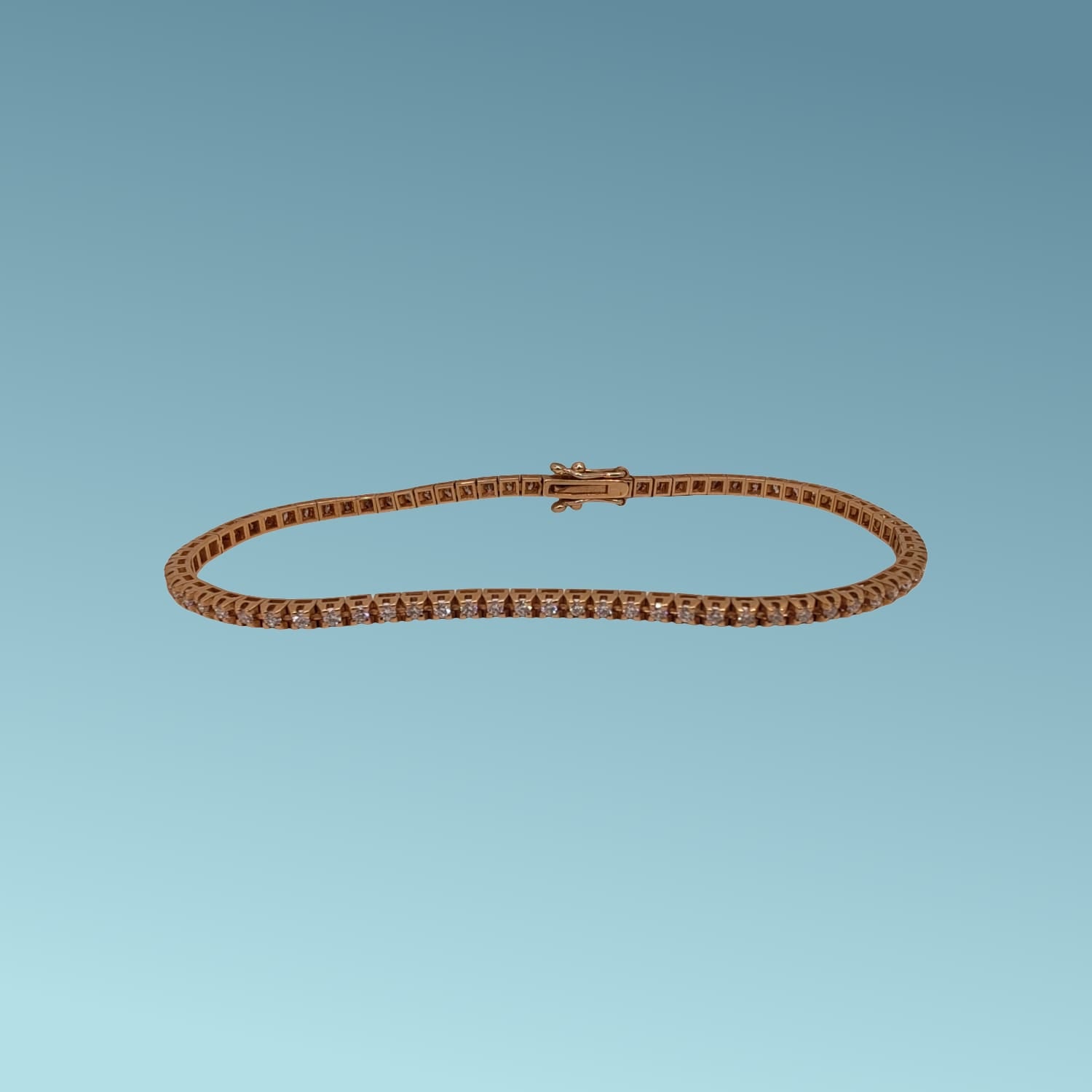 Bracciale tennis in oro rosa 18kt di Meteore Gioielli con diamanti taglio brillante di 0,86 carati incassati su una montatura con castoni a piramide che ne esaltano la luminosità