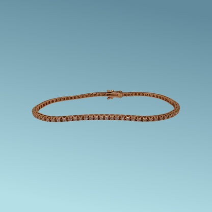 Bracciale tennis in oro rosa 18kt di Meteore Gioielli con diamanti taglio brillante di 0,86 carati incassati su una montatura con castoni a piramide che ne esaltano la luminosità