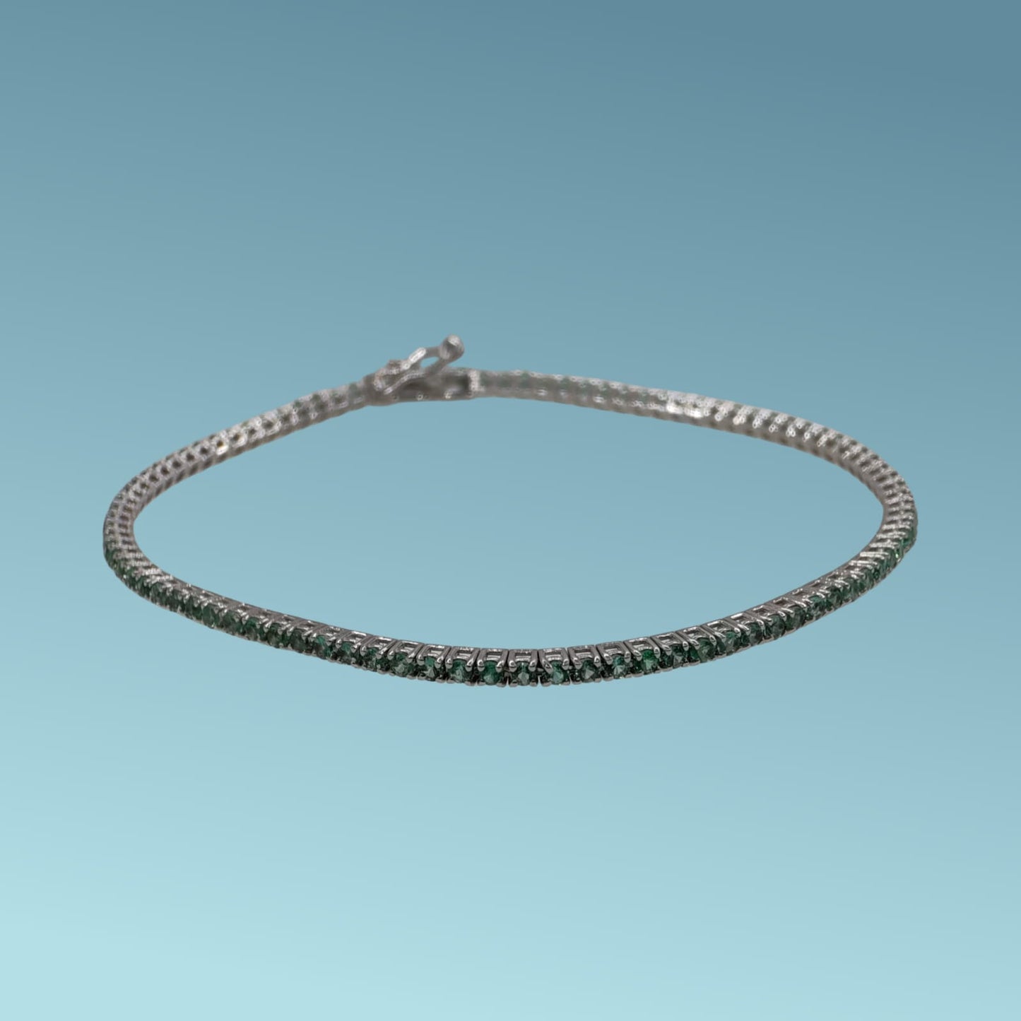 bracciale in oro bianco 18kt cm 18 di meteore gioielli con smeraldi naturali taglio brillanti ct 1.55 