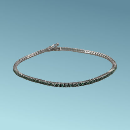 Bracciale in oro bianco 18kt cm 18 di Meteore Gioielli con smeraldi naturali taglio brillanti ct 1.55 