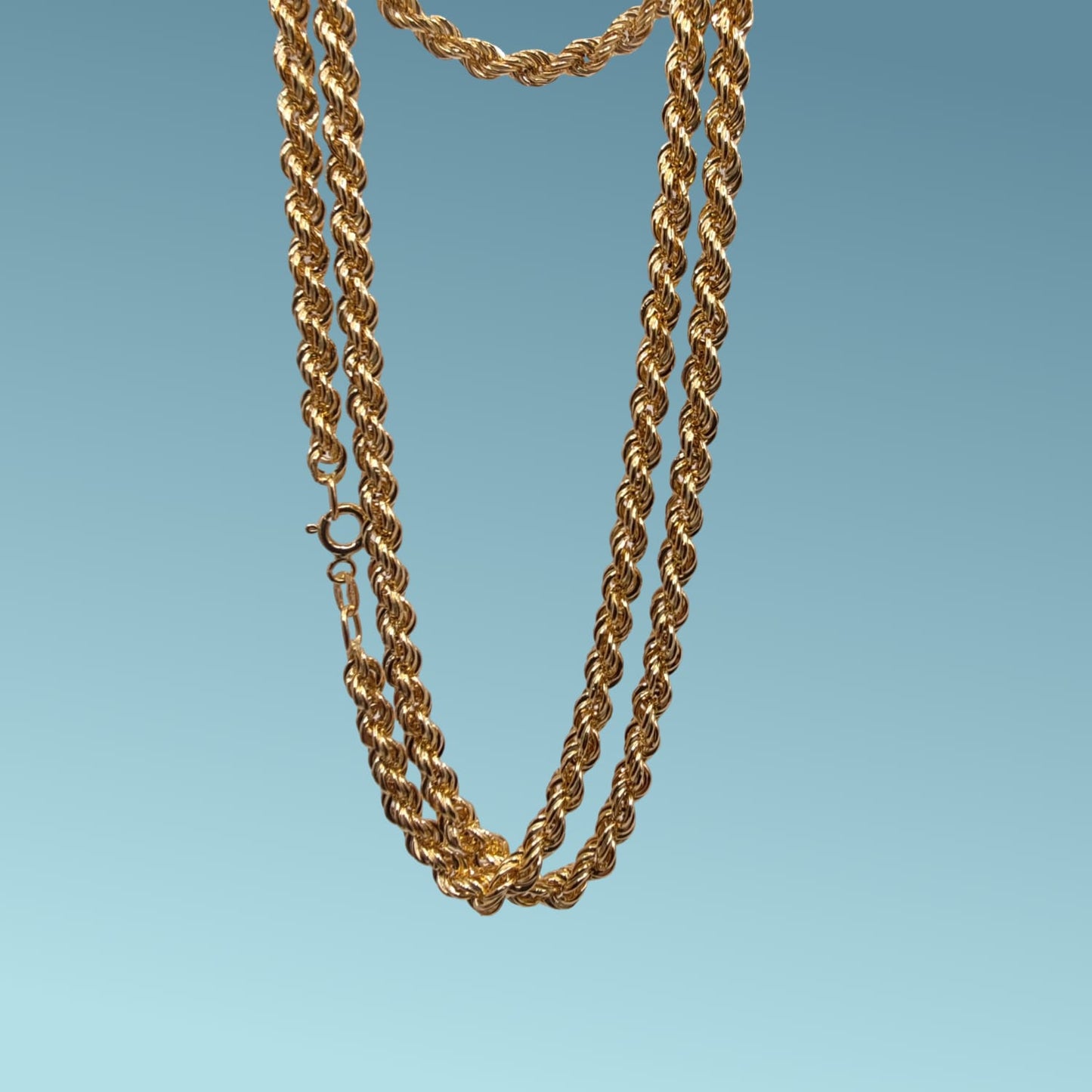 collana donna tipo corda lunga 60cm in oro giallo 18 carati