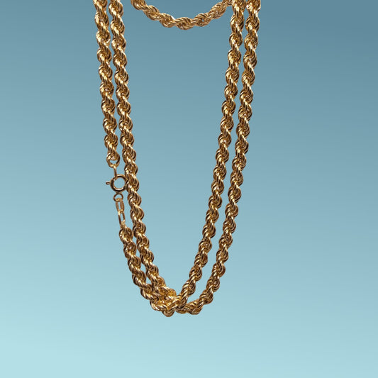 collana donna tipo corda lunga 60cm in oro giallo 18 carati