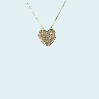 Girocollo in oro 18kt cm45 di Meteore Gioielli a forma di cuore con pavé di diamanti naturali taglio brillante. Versione oro giallo.