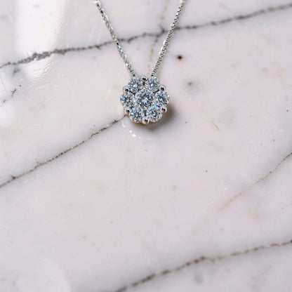 Collana Magic in oro bianco 18kt di Meteore Gioielli con 7 diamanti naturali montati a effetto solitario