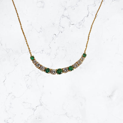 Collana elegante oro giallo smeraldi e diamanti