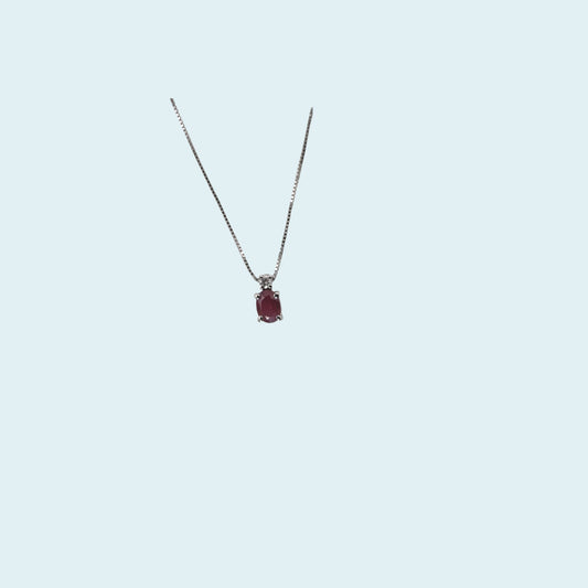 Collana di meteore gioielli in oro 18 carati  con un piccolo rubino ovale e un diamante