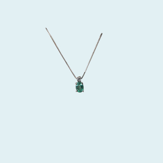 Collana di meteore gioielli in oro 18 carati  con un piccolo rubino ovale e un diamante
