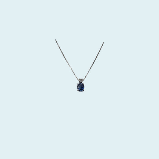 Collana di meteore gioielli in oro 18 carati  con un piccolo rubino ovale e un diamante