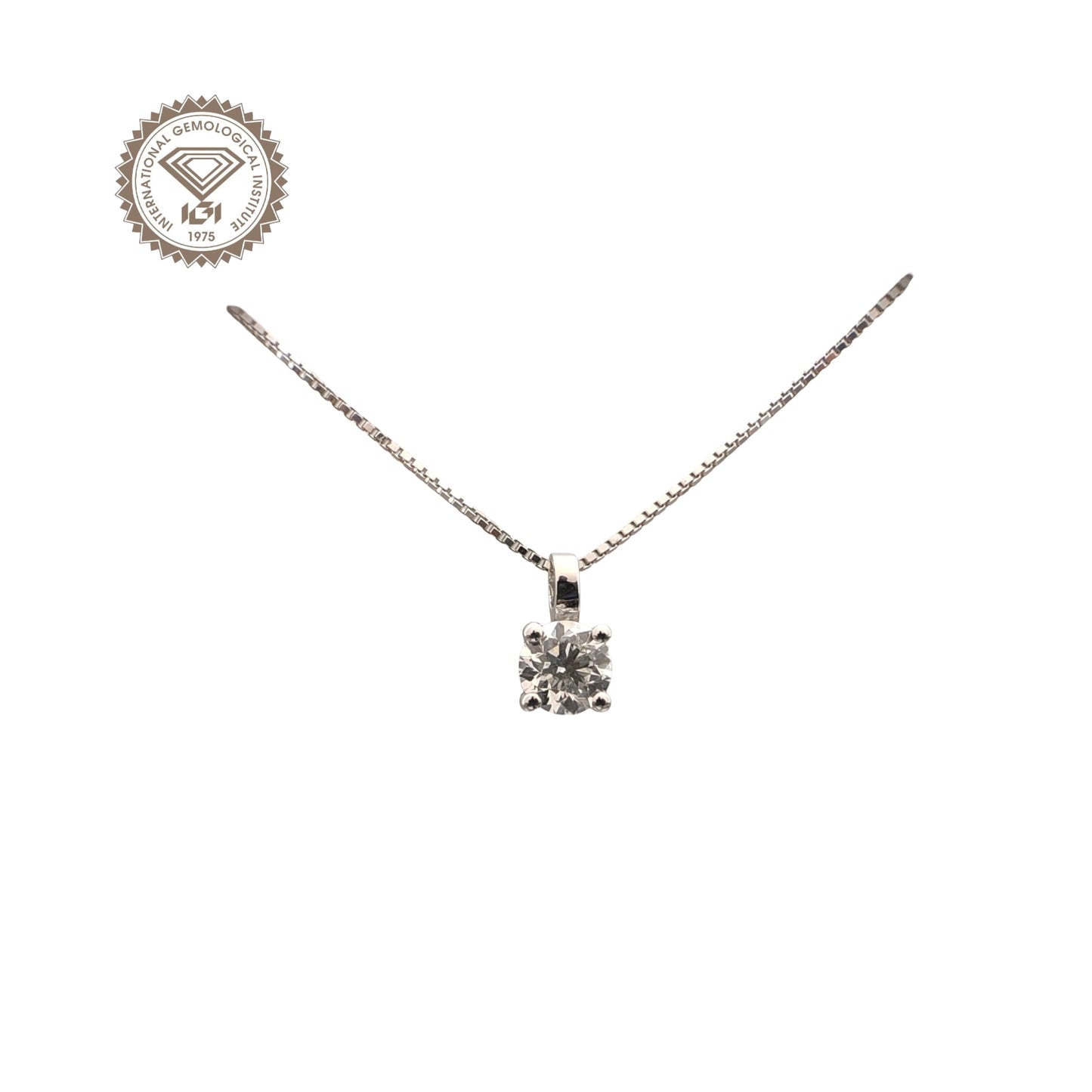 punto luce in oro bianco 18kt di meteore gioielli con diamante naturale taglio brillante 0.30ct e/vs1 corredato di certificato internazionale igi n. 743528427