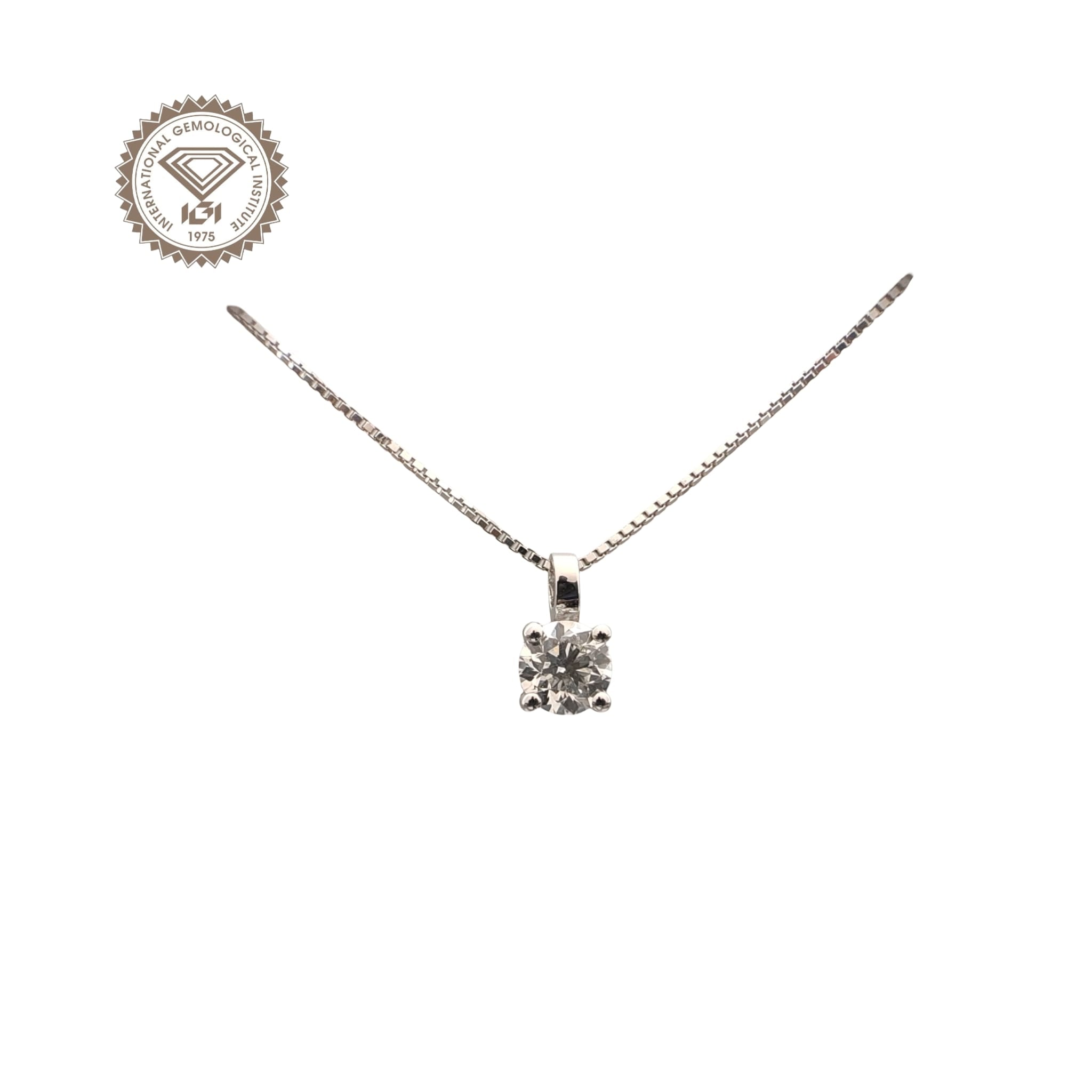 Punto luce in oro bianco 18kt di Meteore Gioielli con diamante naturale taglio brillante da 0.50 ct F/VS1 con certificato internazionale IGI N. 750545435