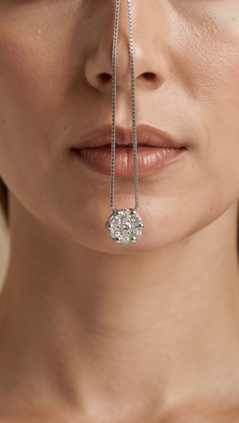 Collana Punto Luce della linea Magic, con diamante taglio brillante da 0,42 carati, colore G e purezza VS.