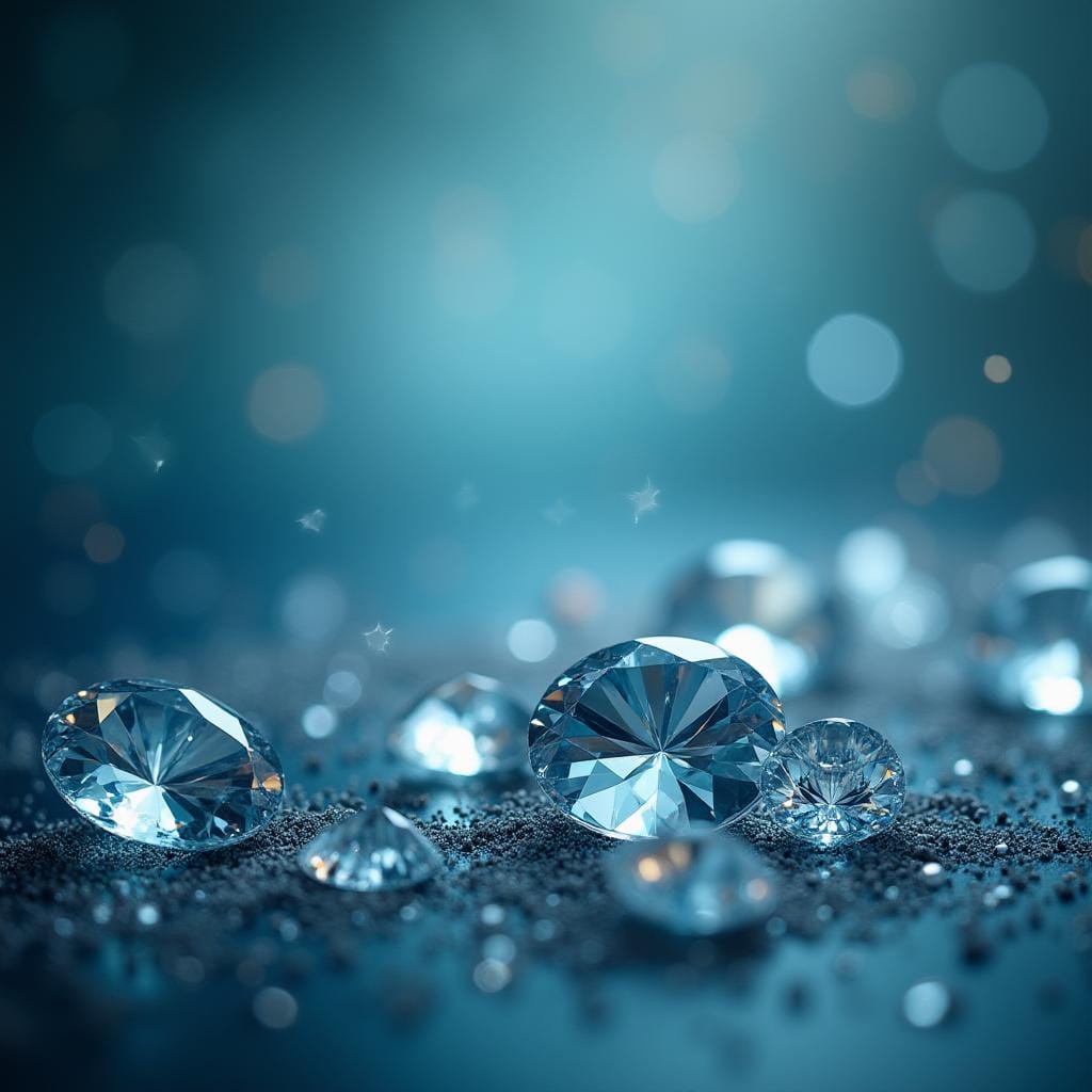 sfondo con immagine di diamanti sotto una luce blu