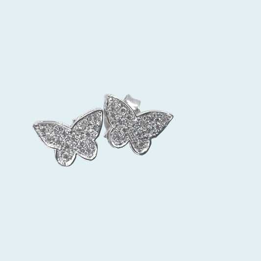 Orecchini in oro bianco 18kt a forma di farfalla di Meteore Gioielli con diamanti naturali taglio brillante G/VS.