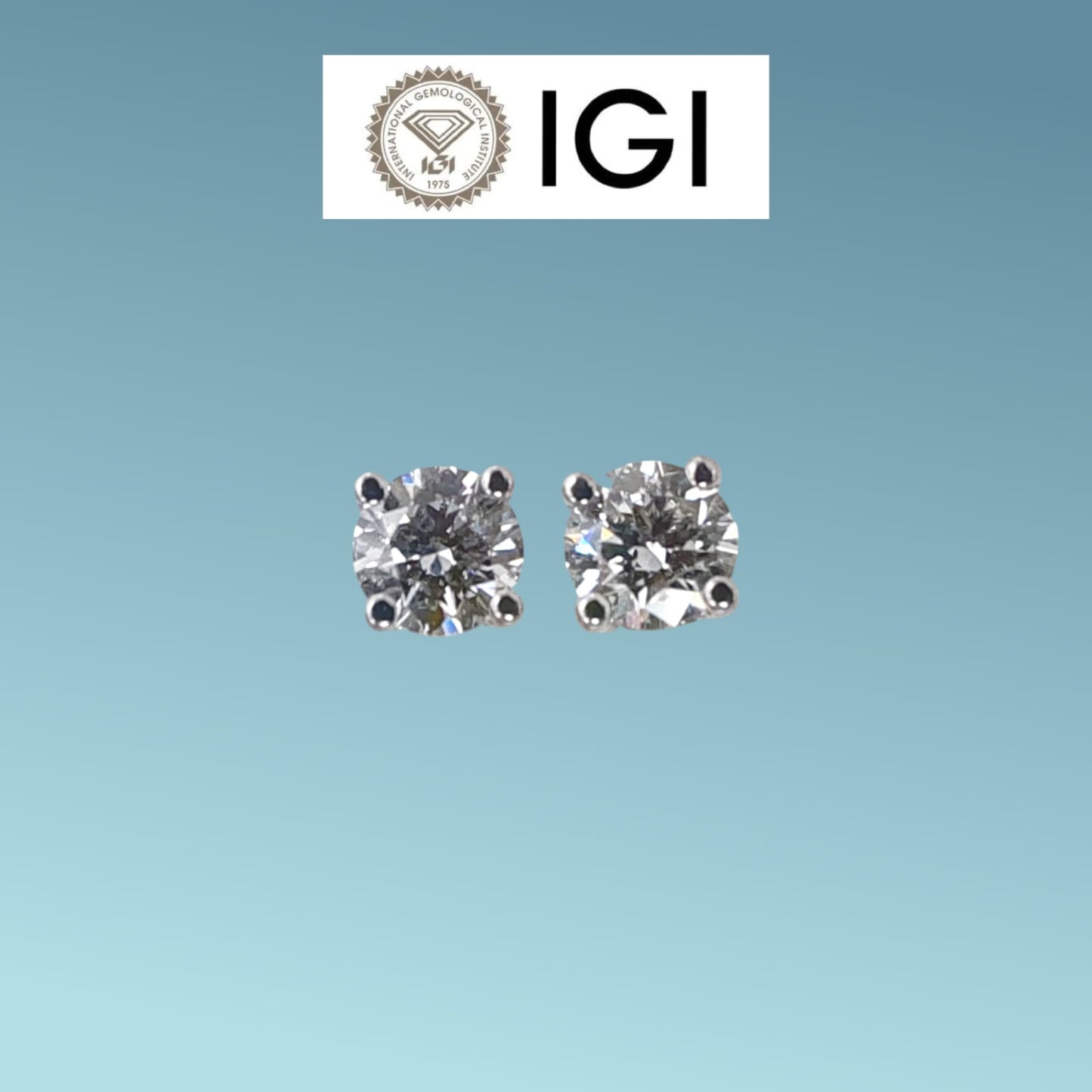 orecchini punto luce in oro bianco 18kt di meteore gioielli con diamanti di laboratorio "lab grown" ognuno da 0.55 ct per un totale di ct 1.10 d/if, corredati da l'importante certificato igi 