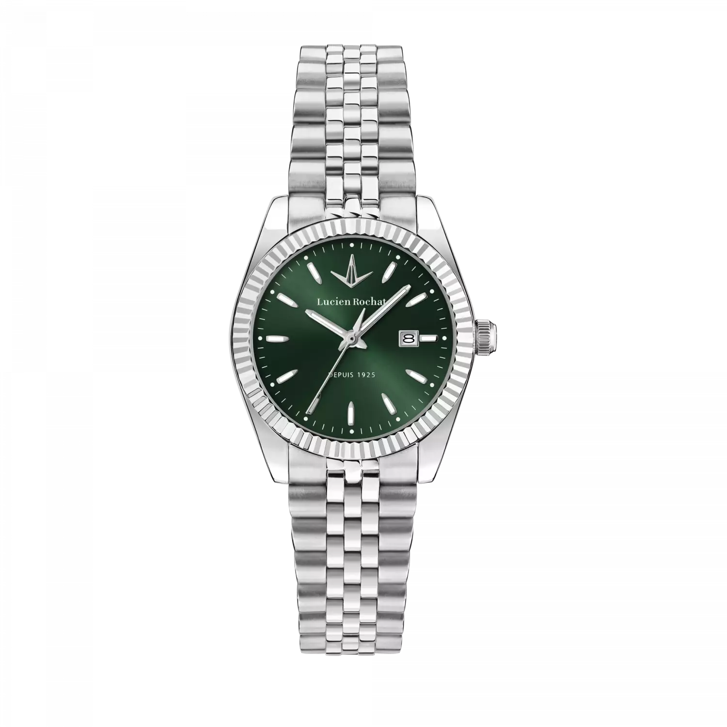 Orologio Tempo e data da Donna Lucien Rochat R0453124505, Cassa in Acciaio. Collezione Bienne Lady Quadrante verde