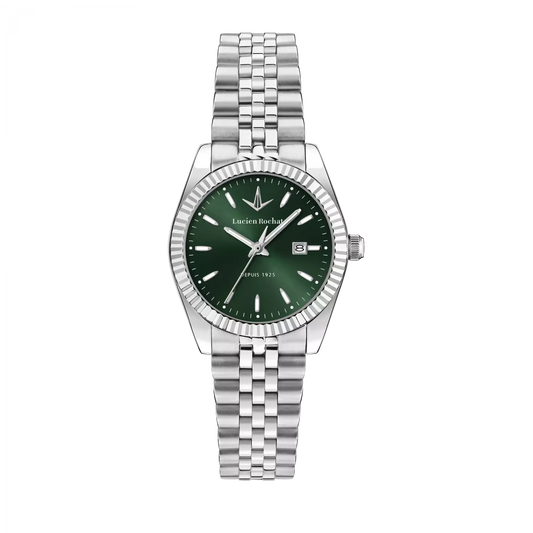 Orologio Tempo e data da Donna Lucien Rochat R0453124505, Cassa in Acciaio. Collezione Bienne Lady Quadrante verde