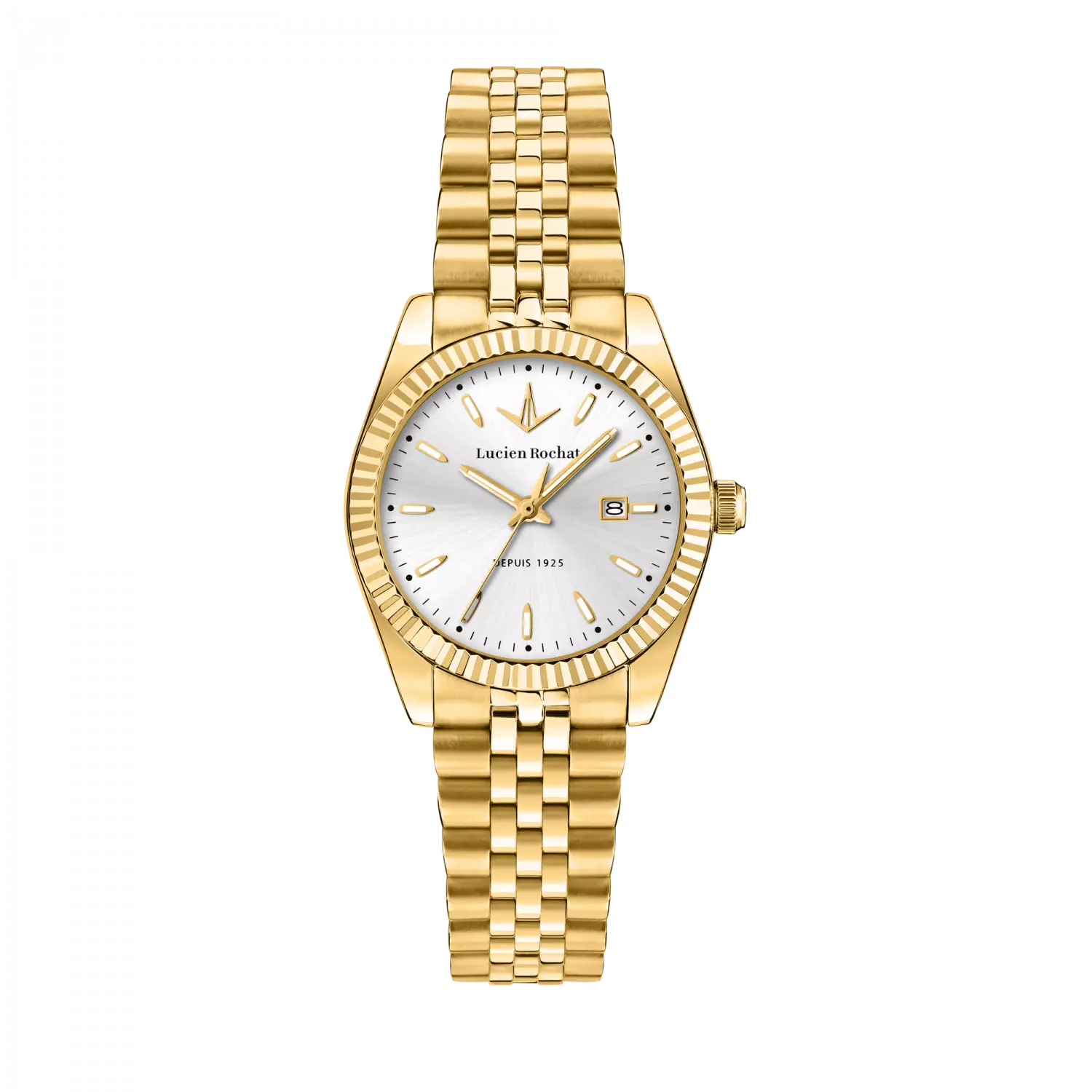 Orologio Tempo e data da Donna Lucien Rochat R0453124505, Cassa Gold in Acciaio. Collezione Bienne lady Quadrante argento