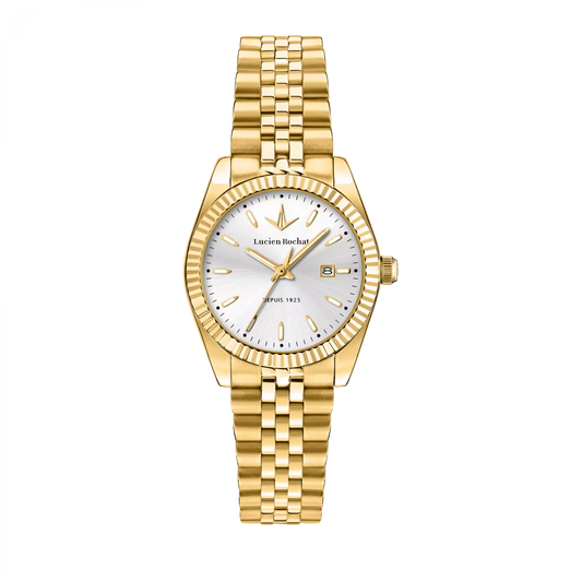 Orologio Tempo e data da Donna Lucien Rochat R0453124505, Cassa Gold in Acciaio. Collezione Bienne lady Quadrante argento