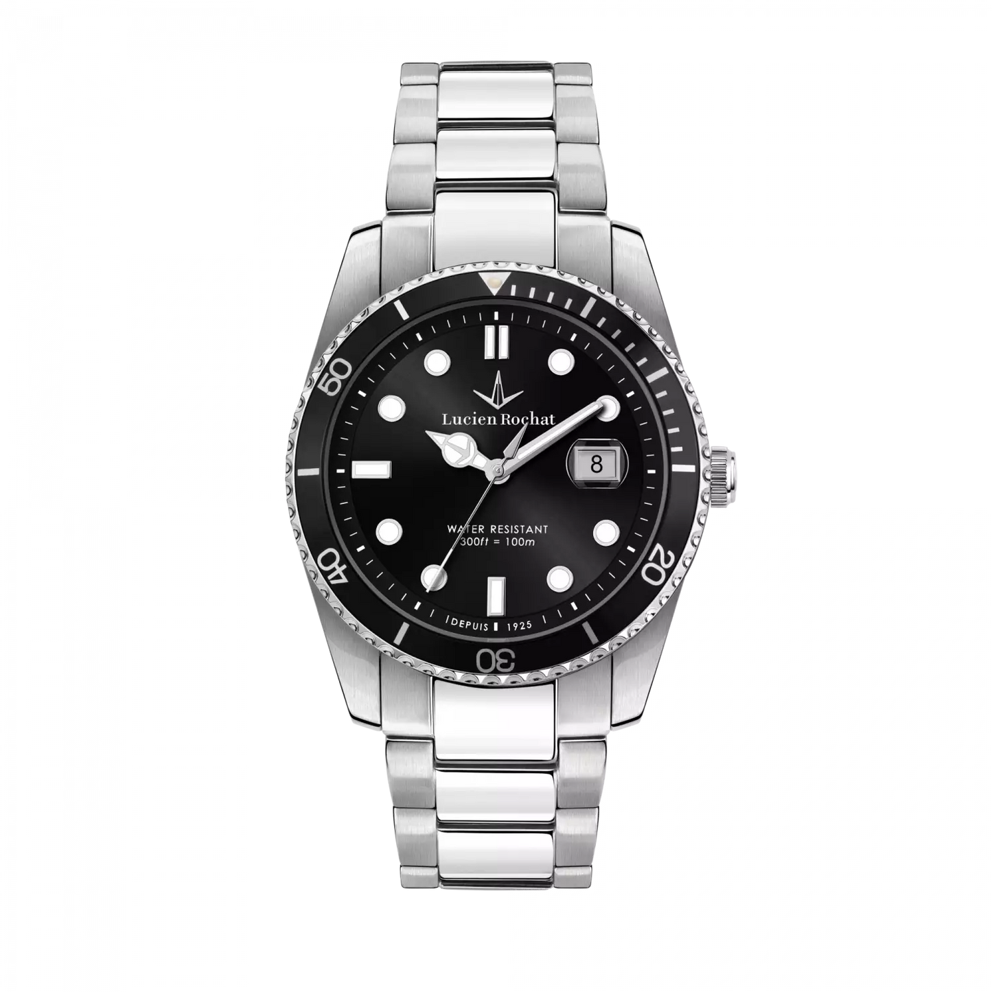 orologio tempo e data da uomo lucien rochat r0453117001, cassa silver in acciaio. collezione léman