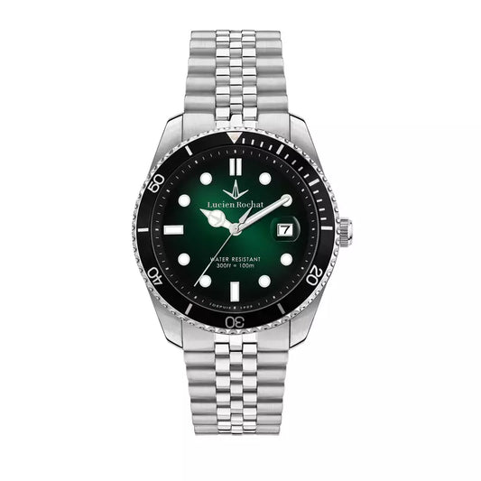 Orologio Tempo e data da Uomo Lucien Rochat R0453117003, Cassa Silver in Acciaio. Collezione Léman Quadrante ombrè verde