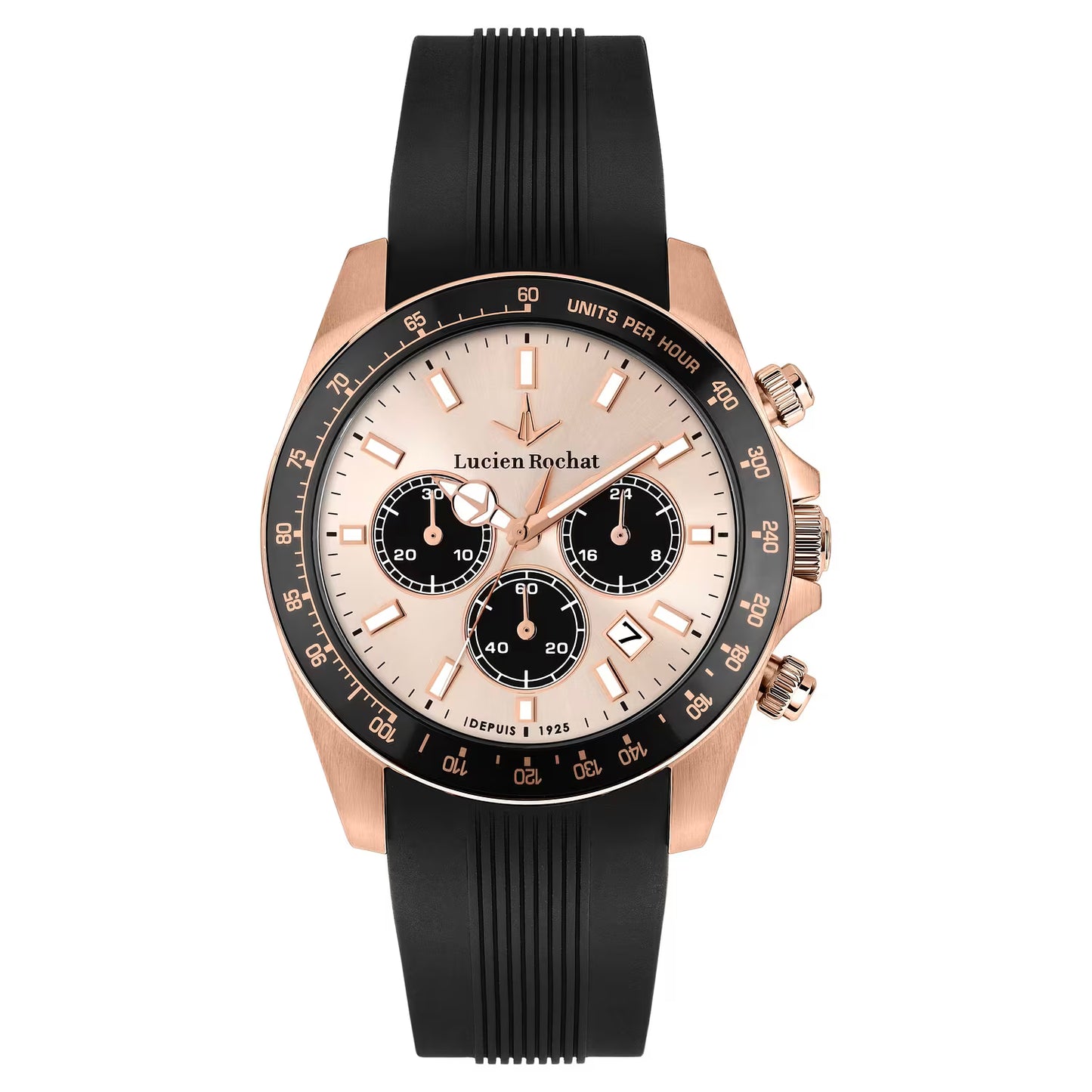 orologio uomo lucien rochat leman r0471617004 cronografo quarzo acciaio rosa 41 mm cinturino silicone oro rosa 10 atm