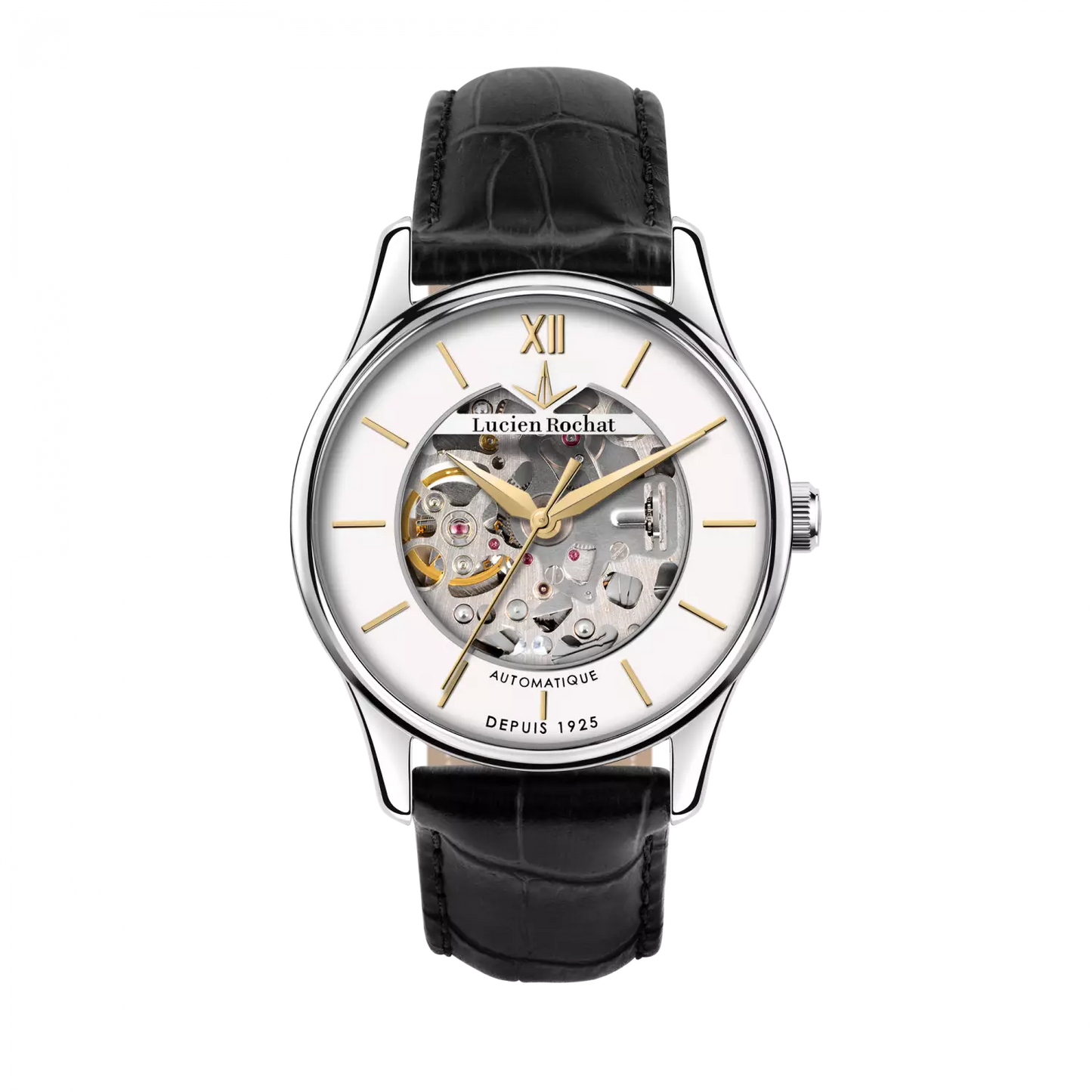 orologio automatico da uomo lucien rochat r0421115005, cassa silver in acciaio pelle, vetro zaffiro, collezione montreux