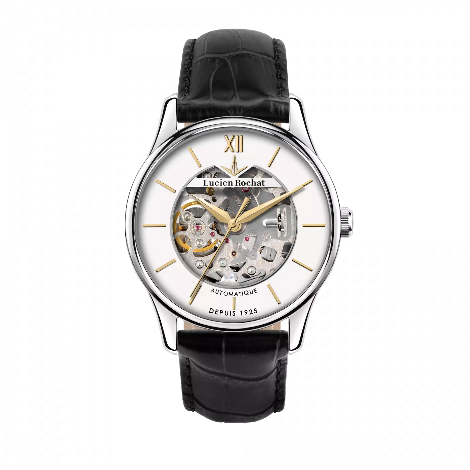 Orologio Automatico da Uomo Lucien Rochat R0421115005, Cassa Silver in Acciaio Pelle, Vetro Zaffiro, Collezione Montreux