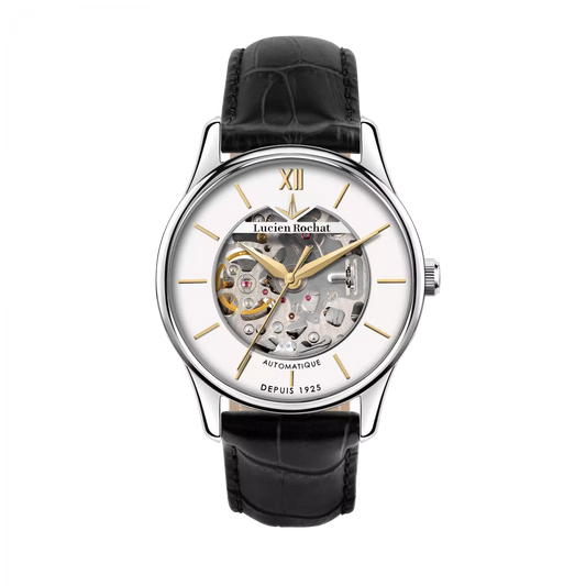 Orologio Automatico da Uomo Lucien Rochat R0421115005, Cassa Silver in Acciaio Pelle, Vetro Zaffiro, Collezione Montreux