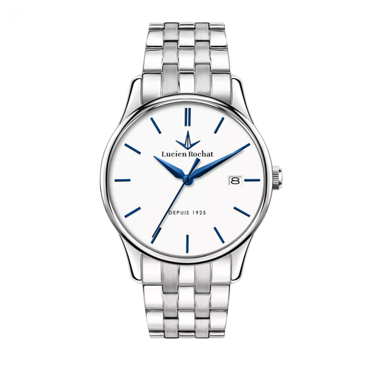 Orologio Tempo e data da Uomo Lucien Rochat R0453115007, Cassa Silver in Acciaio. Indici blu. Collezione Montreux