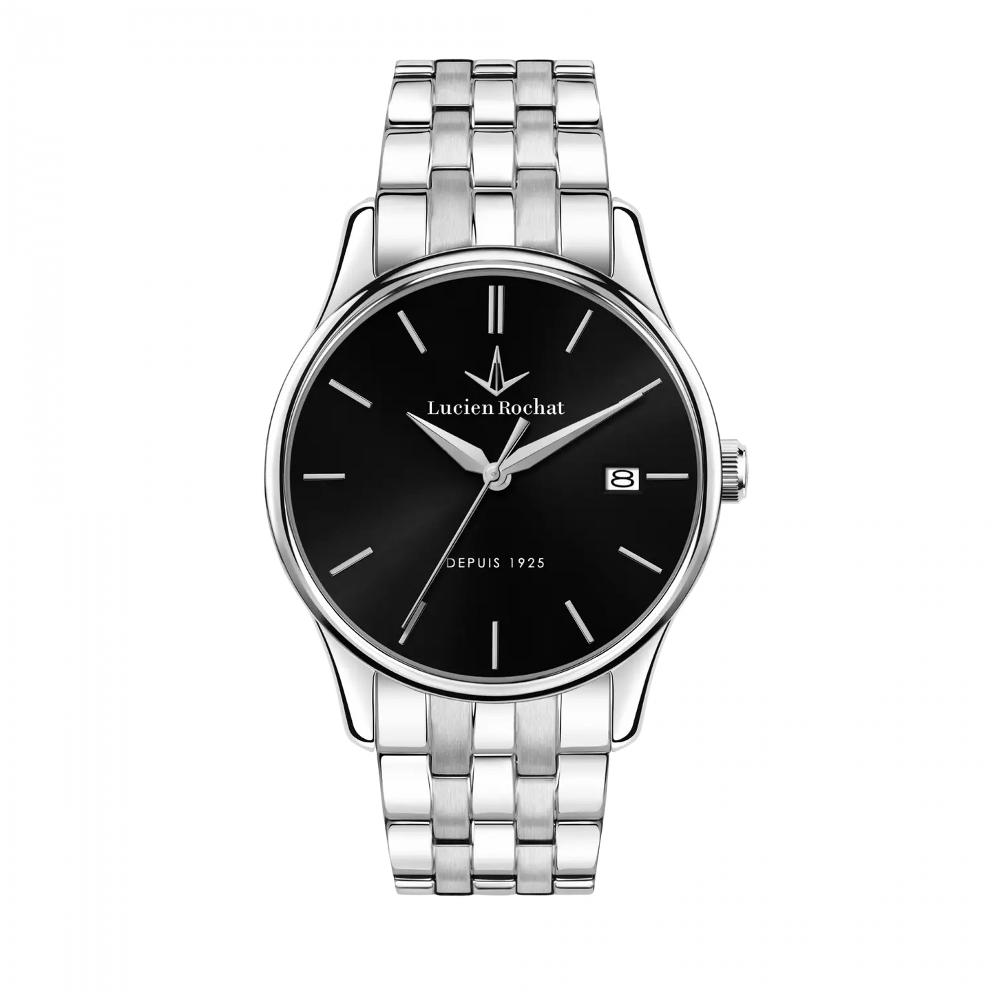 orologio tempo e data da uomo lucien rochat r0453115008, cassa silver in acciaio. collezione montreux