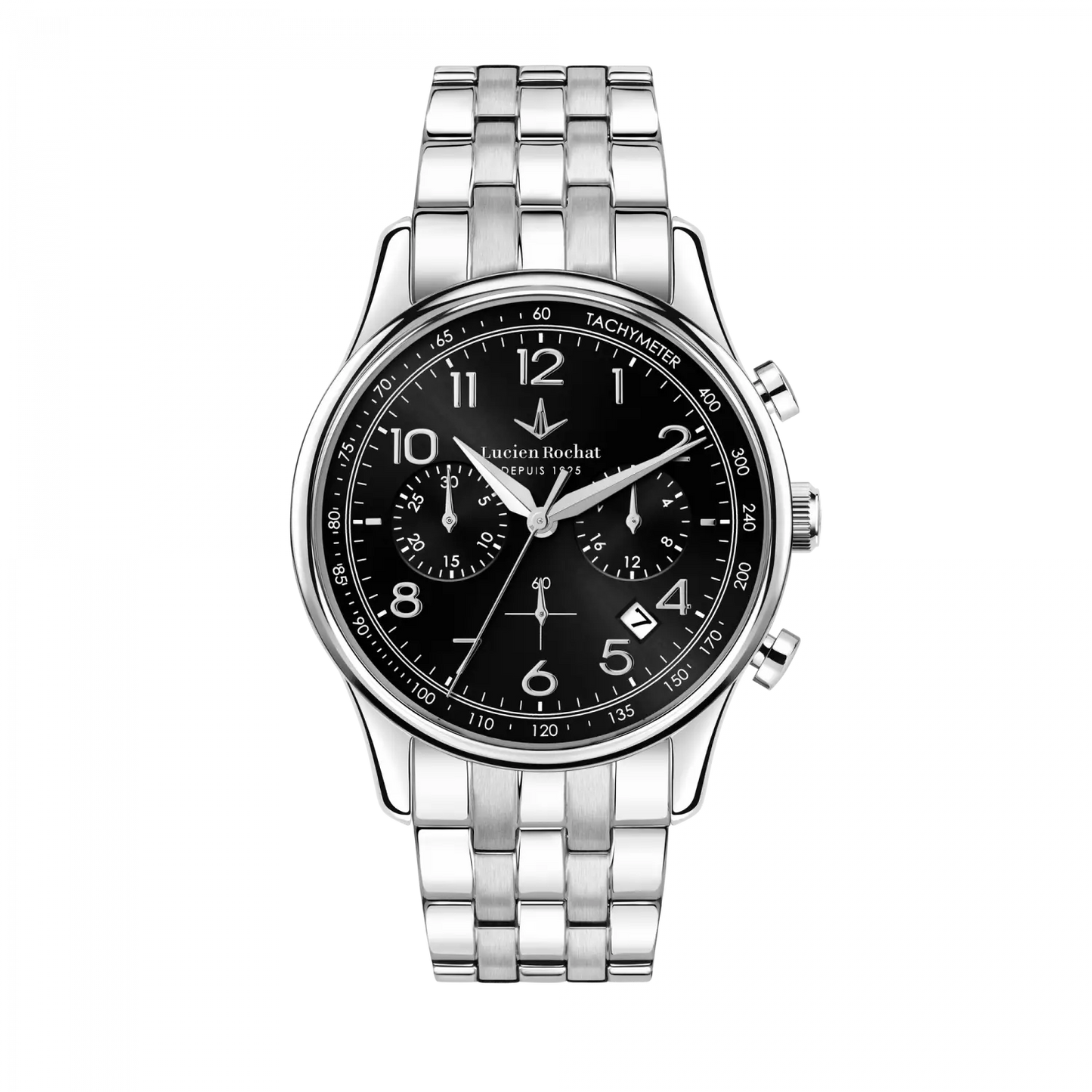 orologio cronografo da uomo lucien rochat r0473615001, cassa silver in acciaio, vetro zaffiro, collezione montreux
