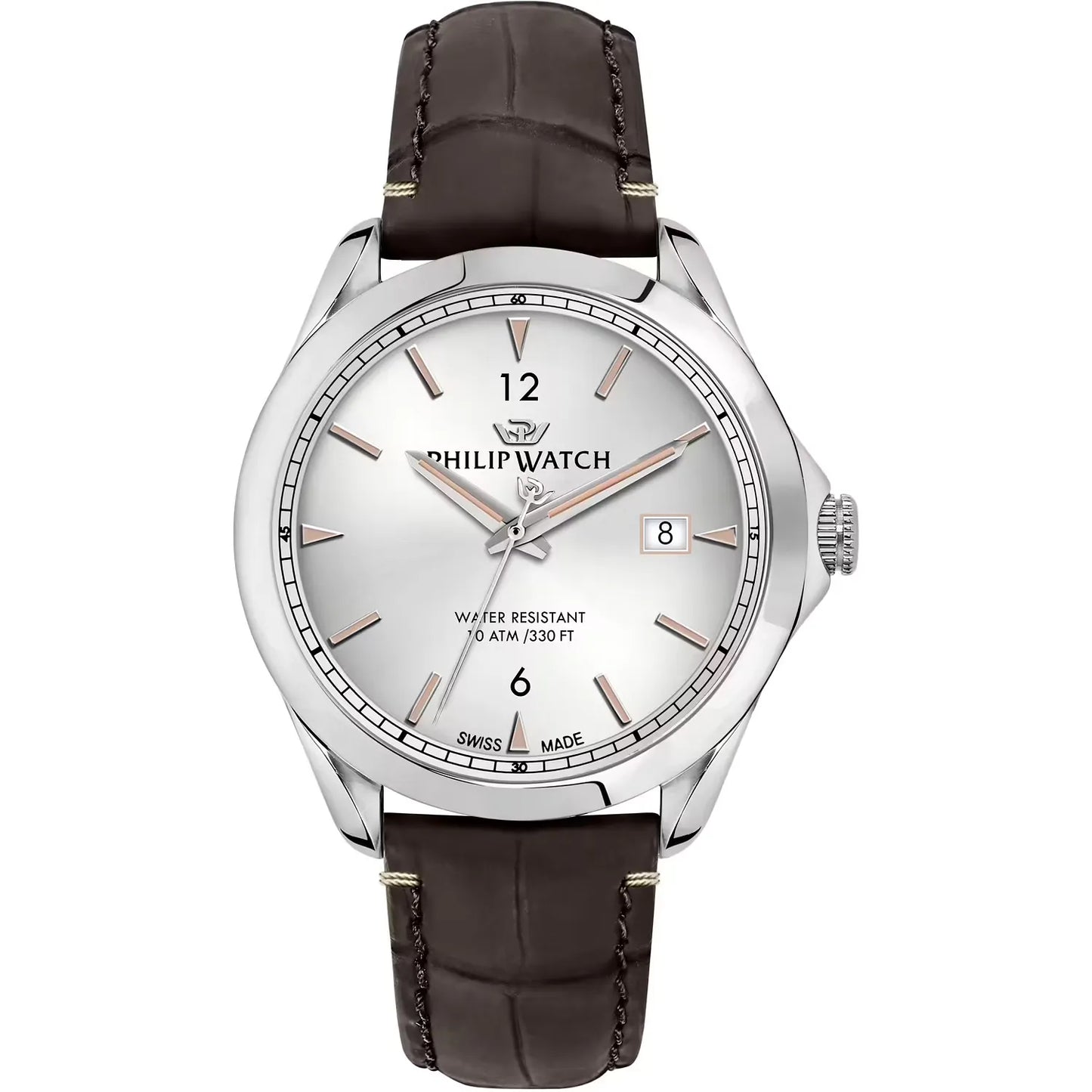 orologio da uomo con movimento al quarzo e funzioni di solo tempo con data. cassa in acciaio inox dal diametro di 41 mm. 