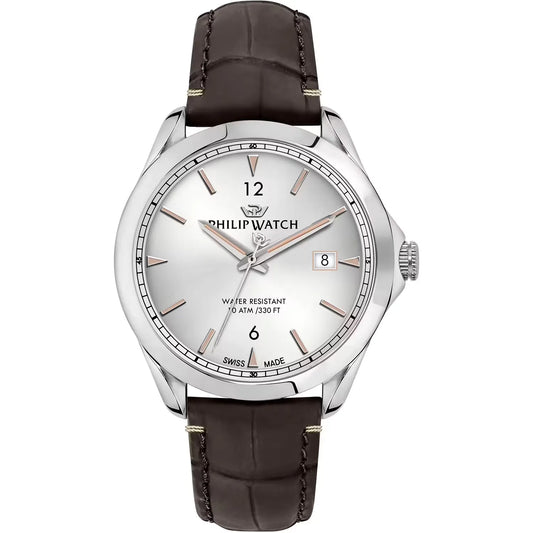 Orologio da uomo con movimento al quarzo e funzioni di solo tempo con data. Cassa in acciaio inox dal diametro di 41 mm. 
