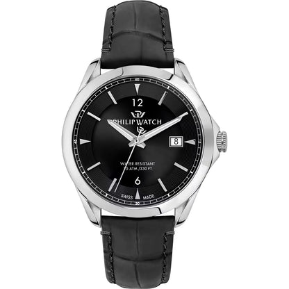 Orologio da uomo con movimento al quarzo ETA F06.115 e funzioni di solo tempo con data.
Cassa in acciaio inox dal diametro di 41 mm. Fondello e corona a vite