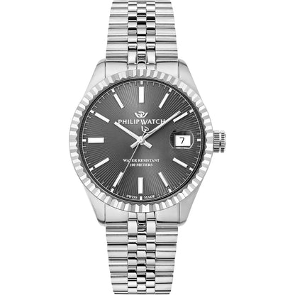 primo piano orologio philip watch  uomo 39mm quadrante grigio scuro 