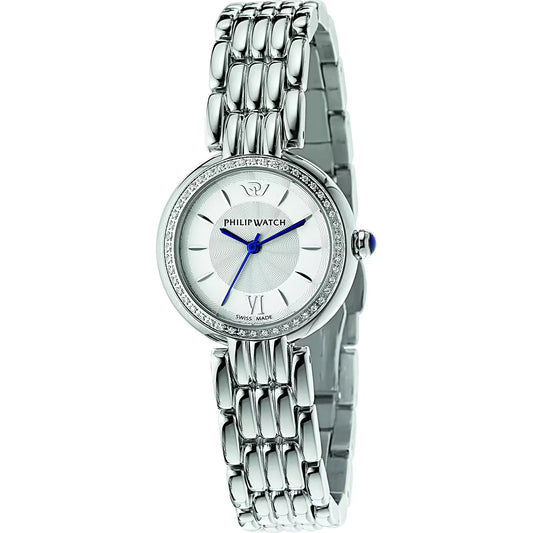 Philip Watch Collezione Ginevra  Orologio donna R8253491507 cassa rotonda  in Acciaio, diametro 31 mm, Diamanti naturali selezionati incastonati sulla circonferenza della cassa .Vetro zaffiro.