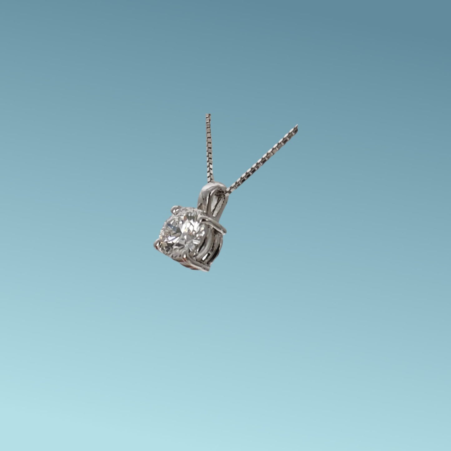 girocollo in oro bianco 18kt cm 45 di meteore gioielli con diamante di laboratorio "lab grown" ct 1.01 d/if