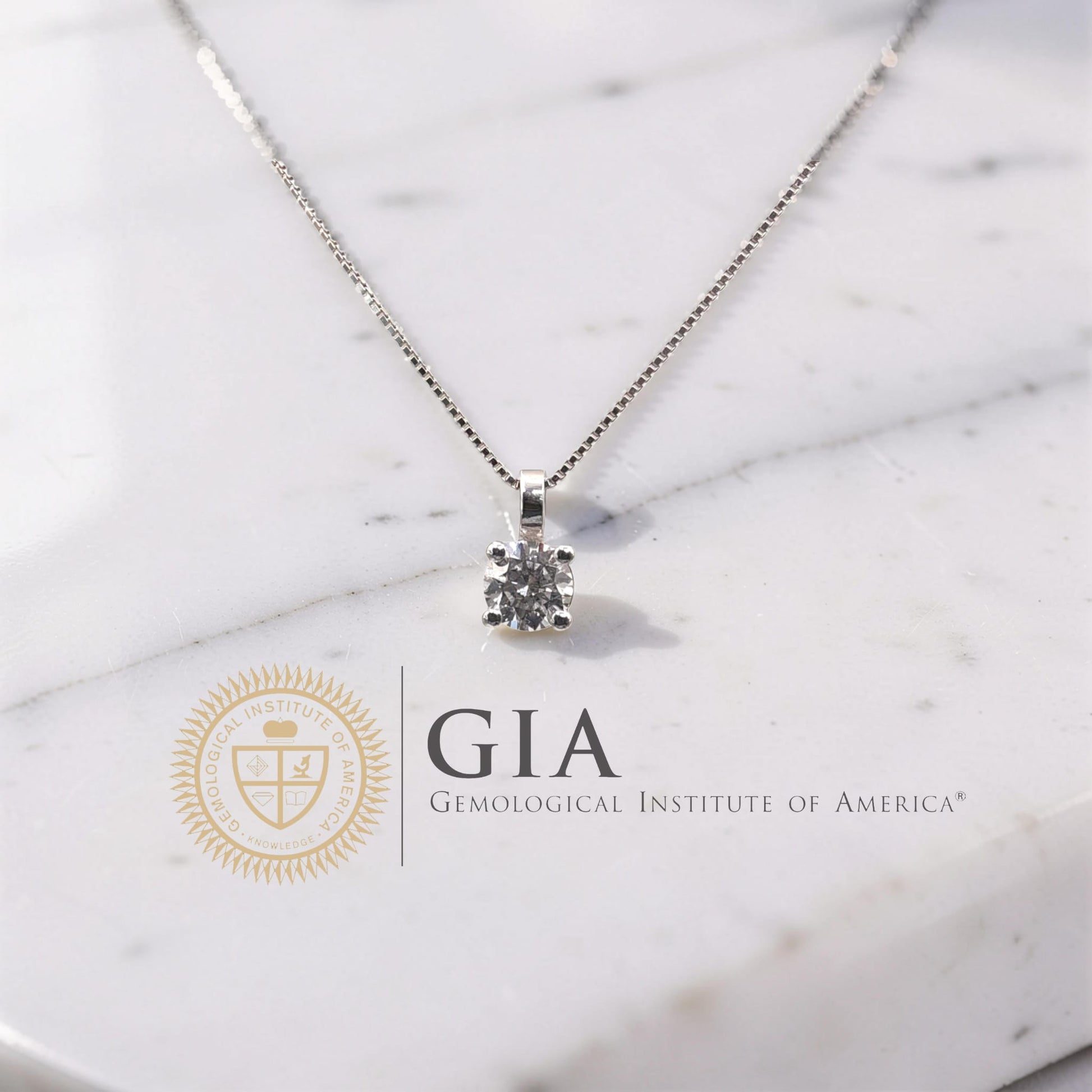 elegante collana punto luce diamante 0.40 ct D VS1 oro bianco 18 kt certificato GIA