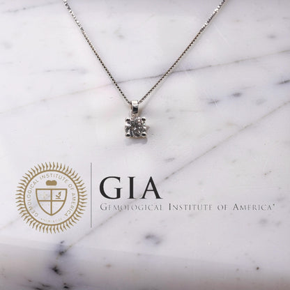 collana punto luce diamante 0.30 ct D VS1 oro bianco 18 kt certificato GIA, gioiello design minimal