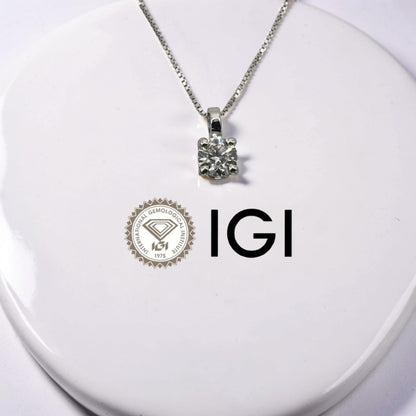 Punto luce oro bianco 18kt con diamante naturale 0,40 ct colore D purezza VS1 certificato IGI