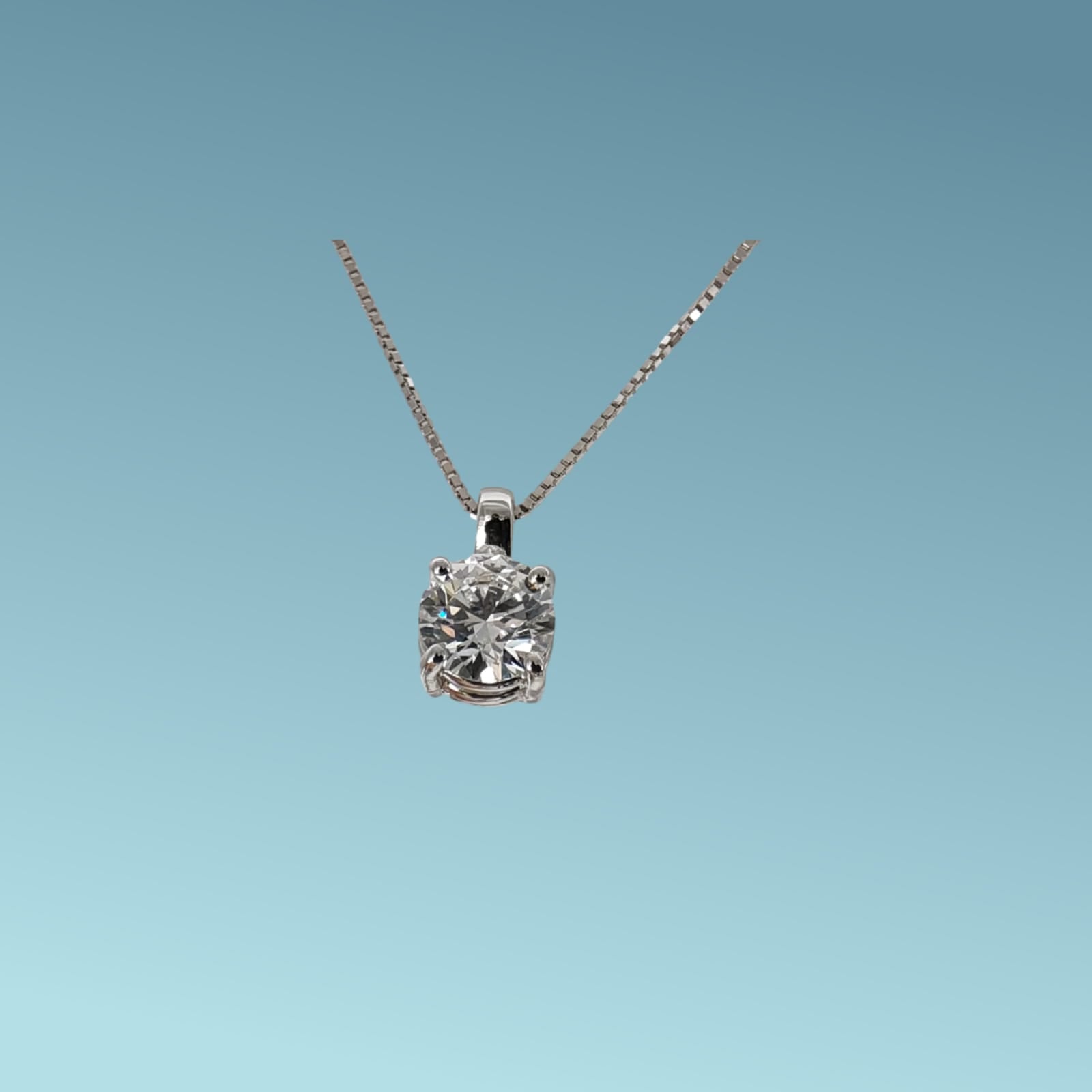 Girocollo in oro bianco 18kt cm 45 di Meteore Gioielli con Diamante di Laboratorio "Lab Grown" ct 1.01 D/IF