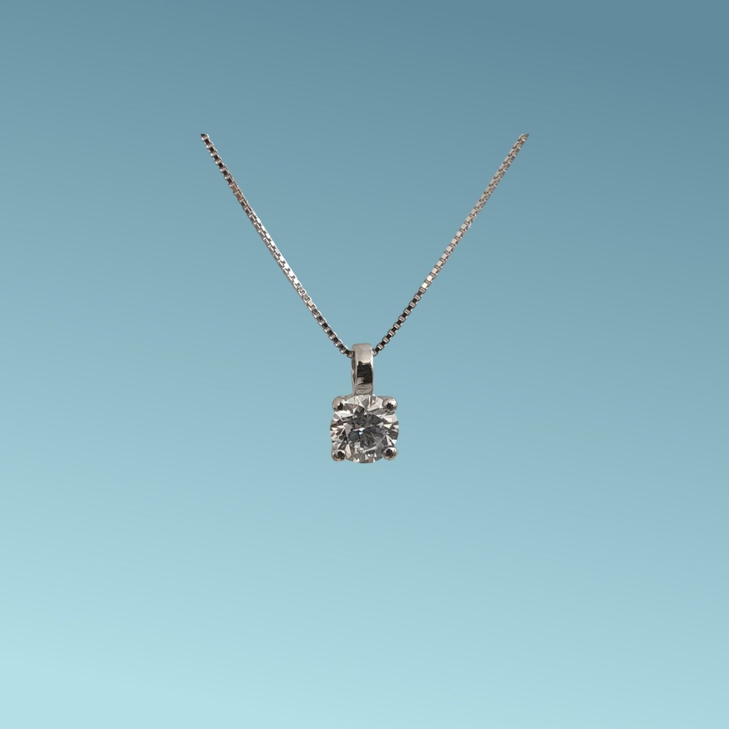 girocollo in oro bianco 18kt cm 45 di meteore gioielli con diamante di laboratorio "lab grown" ct 0.51 d/vvs1.