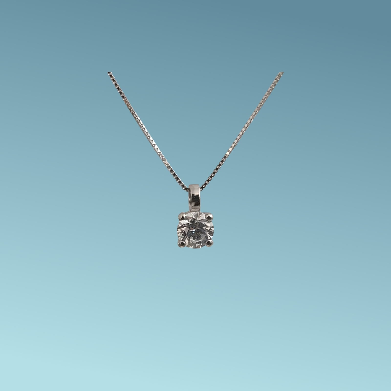 Girocollo in oro bianco 18kt cm 45 di Meteore Gioielli con Diamante di Laboratorio "Lab Grown" ct 0.51 D/VVS1.