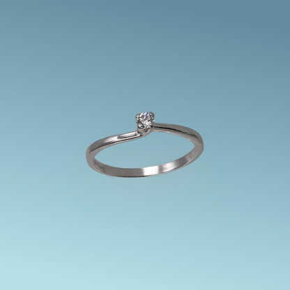 Anello Solitario in oro bianco 18kt di Meteore Gioielli con diamante naturale taglio brillante ct 0.09 G/VS