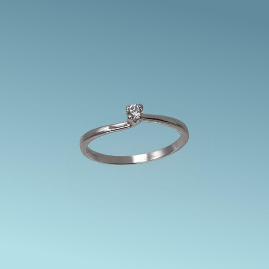 Anello Solitario in oro bianco 18kt di Meteore Gioielli con diamante naturale taglio brillante ct 0.09 G/VS