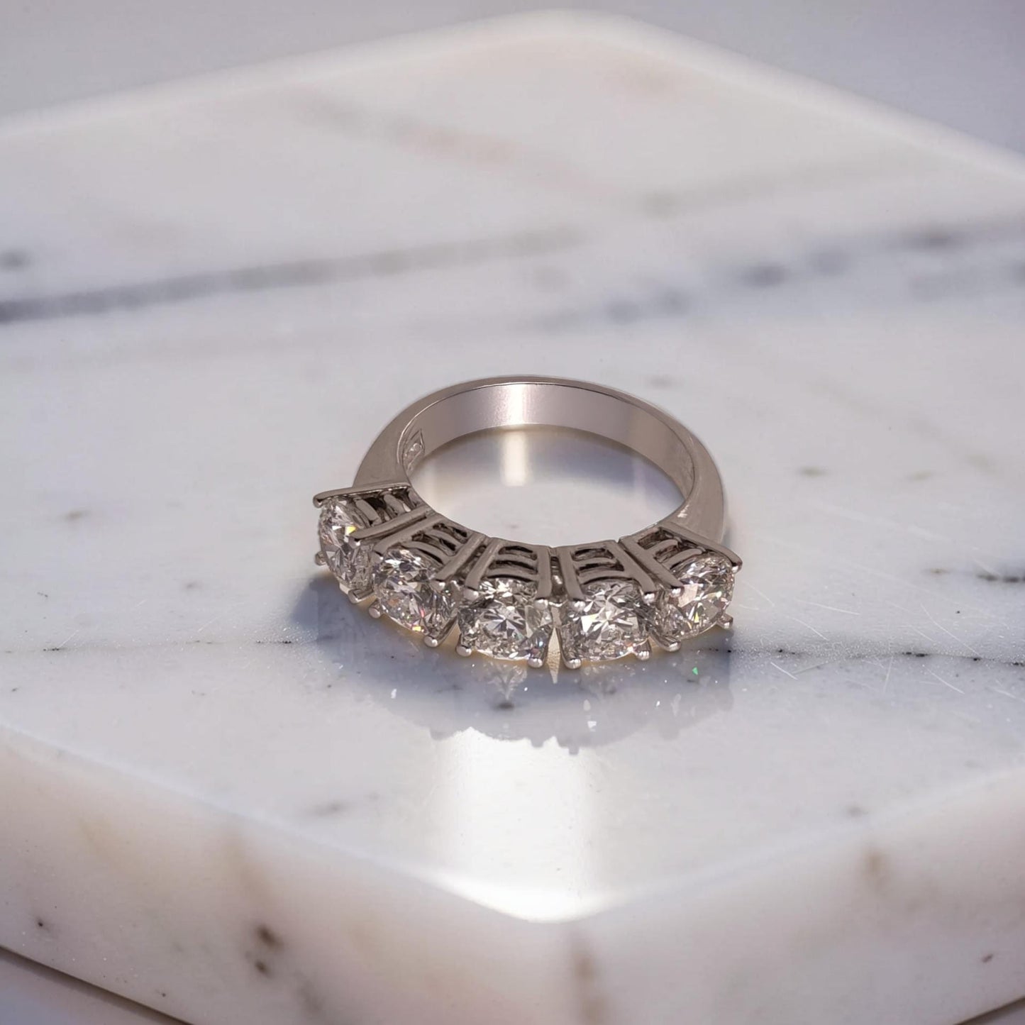 veretta oro bianco 18kt meteore gioielli con 5 diamanti naturali 2,50 ct d vs1 certificati igi